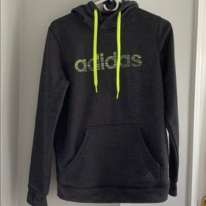 Adidas Grey and Yellow Hoodie with Thumbholes
